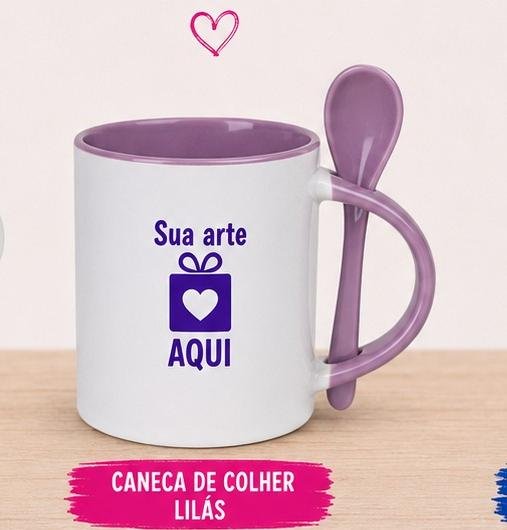 Caneca com Colher Colorida Personalizada 330ml