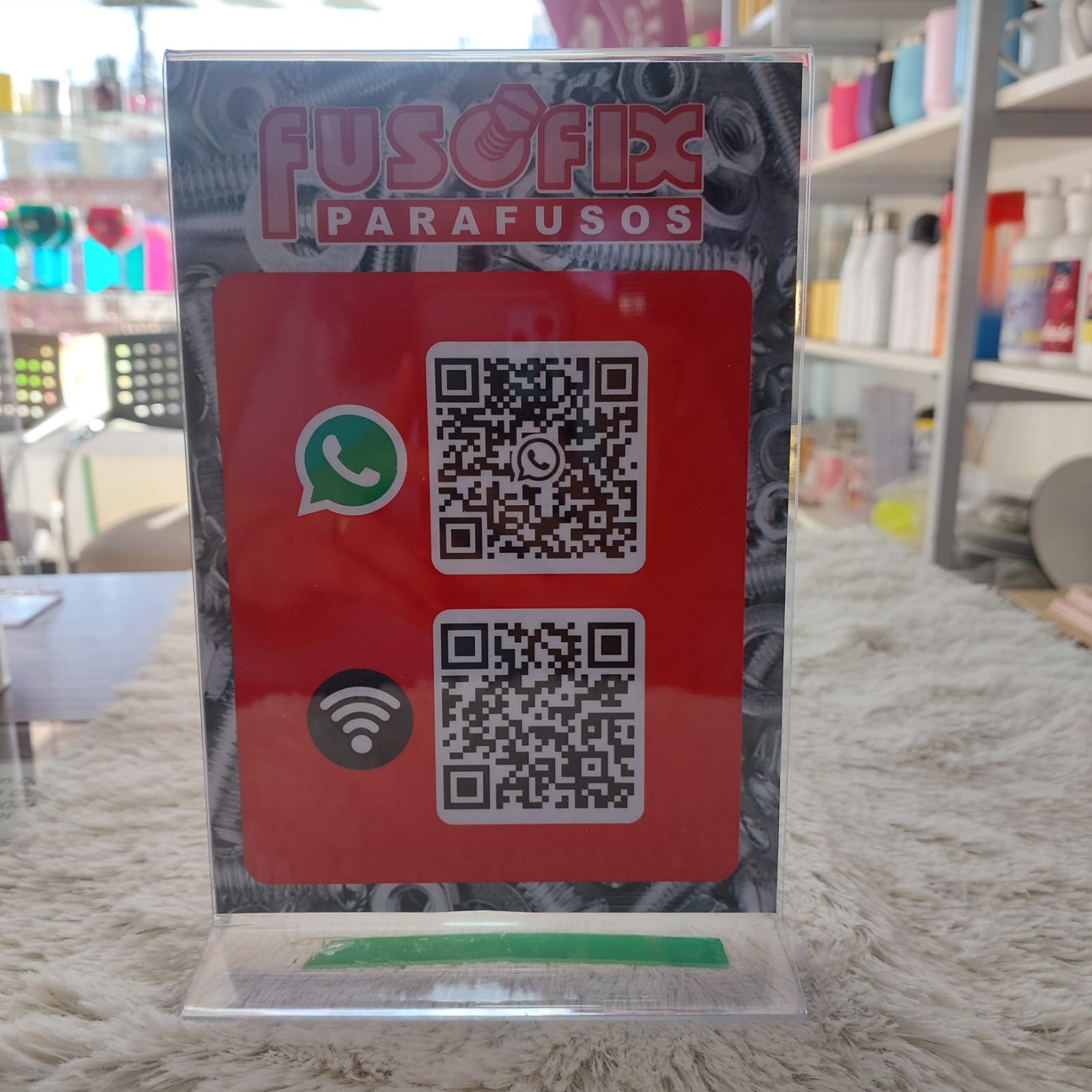 Placa acrílico de Mesa - Pix Wi-Fi cardápio ou foto