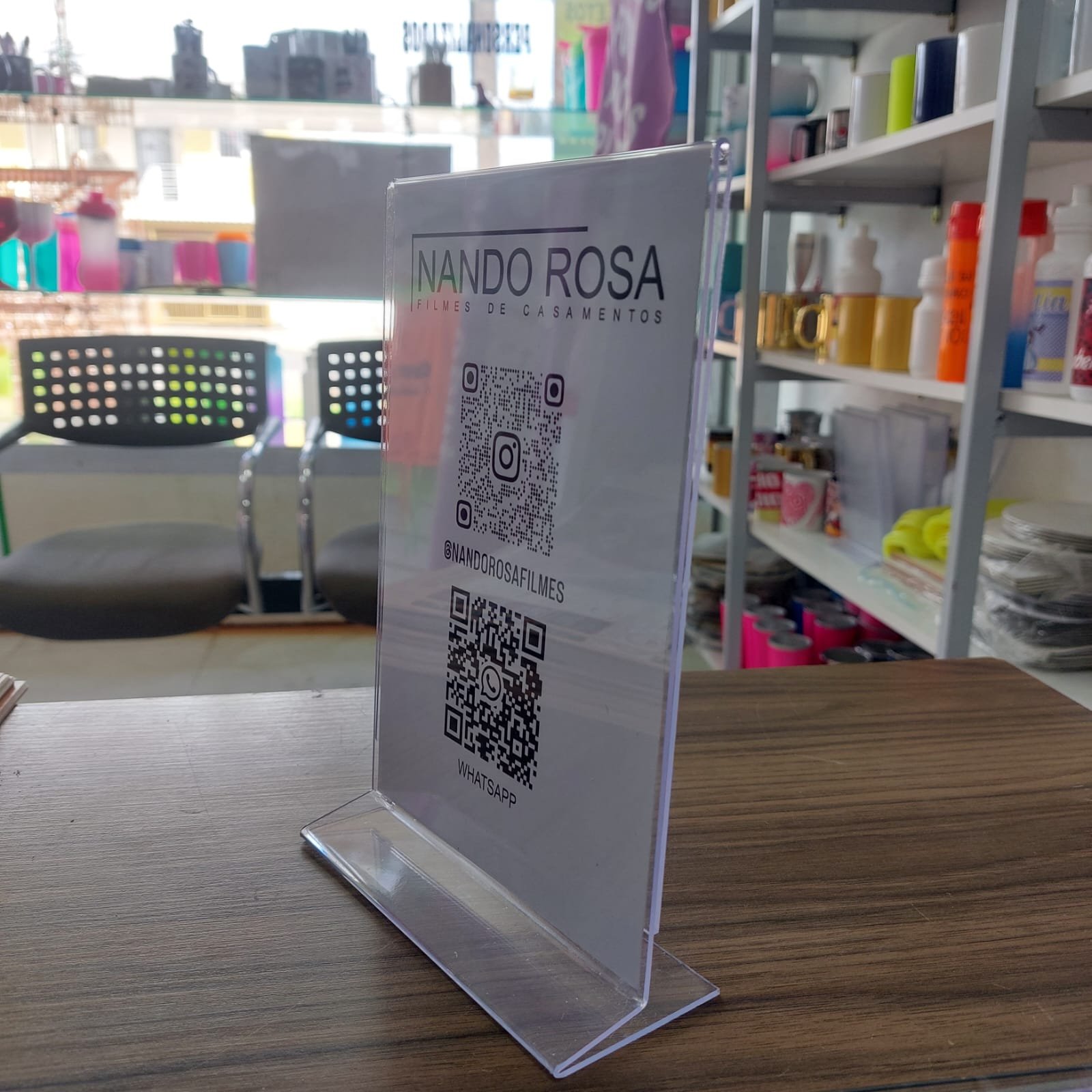 Placa acrílico de Mesa - Pix Wi-Fi cardápio ou foto - Imagem 5